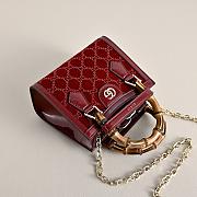 Gucci Diana crystals small tote bag Rosso Ancora red velvet - 3