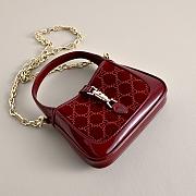 Gucci Jackie 1961 crystals mini bag Rosso Ancora red leather trim - 4