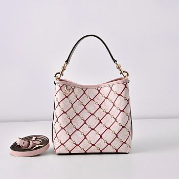 Gucci GG Emblem small bucket bag pink leather trim
