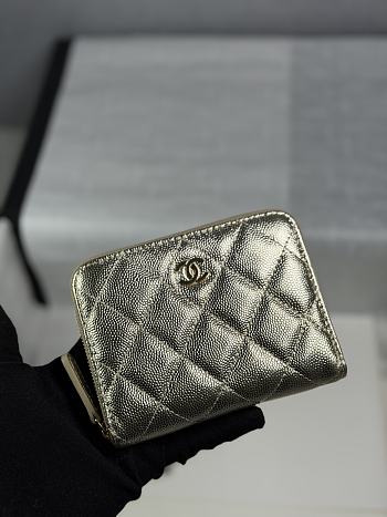 Chanel Zippered Coin Case Champagne Gold