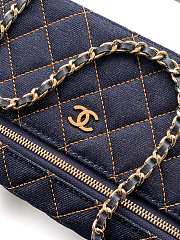 Chanel Classic Vanity with Chain Denim & Gold Metal Dark Blue & Orange - 6