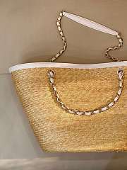 Chanel Large shopping bag Braided straw Beige & White - 3