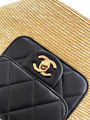 Chanel Medium shopping bag Braided straw Beige & Black - 4