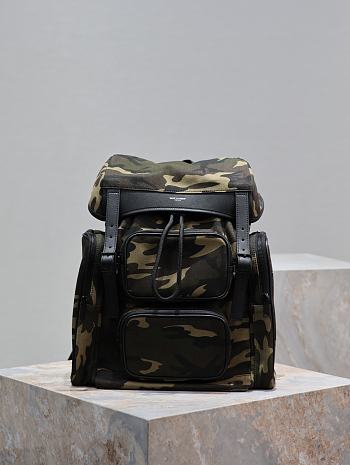 Ysl Camouflage Green Canvas Backpack