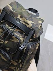 Ysl Camouflage Green Canvas Backpack - 4