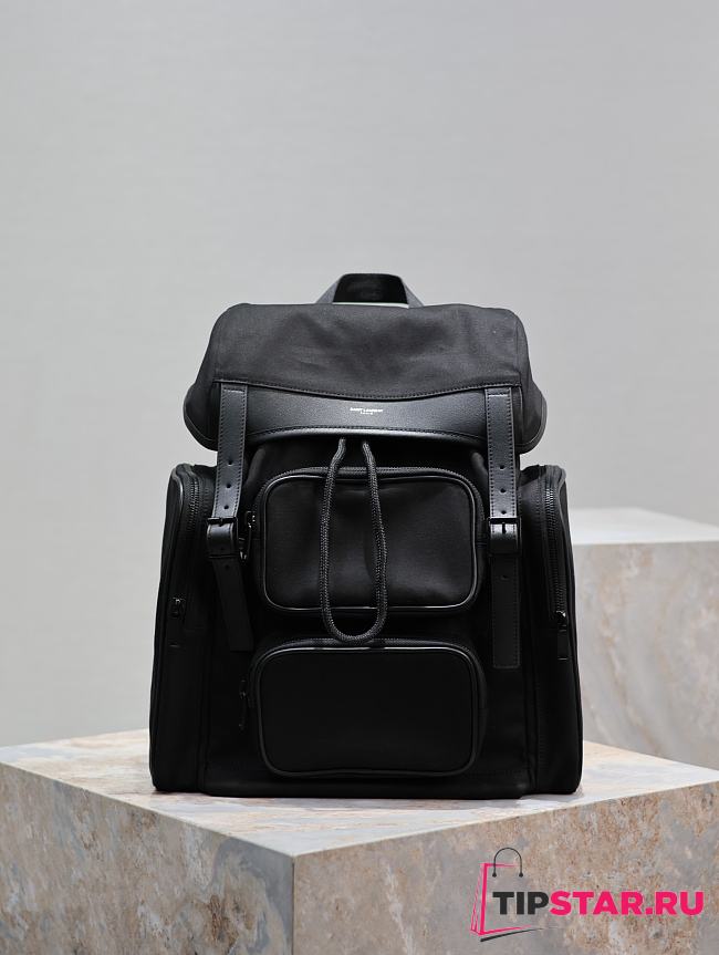 Ysl City Leather-Trimmed ECONYL Backpack In Black - 1