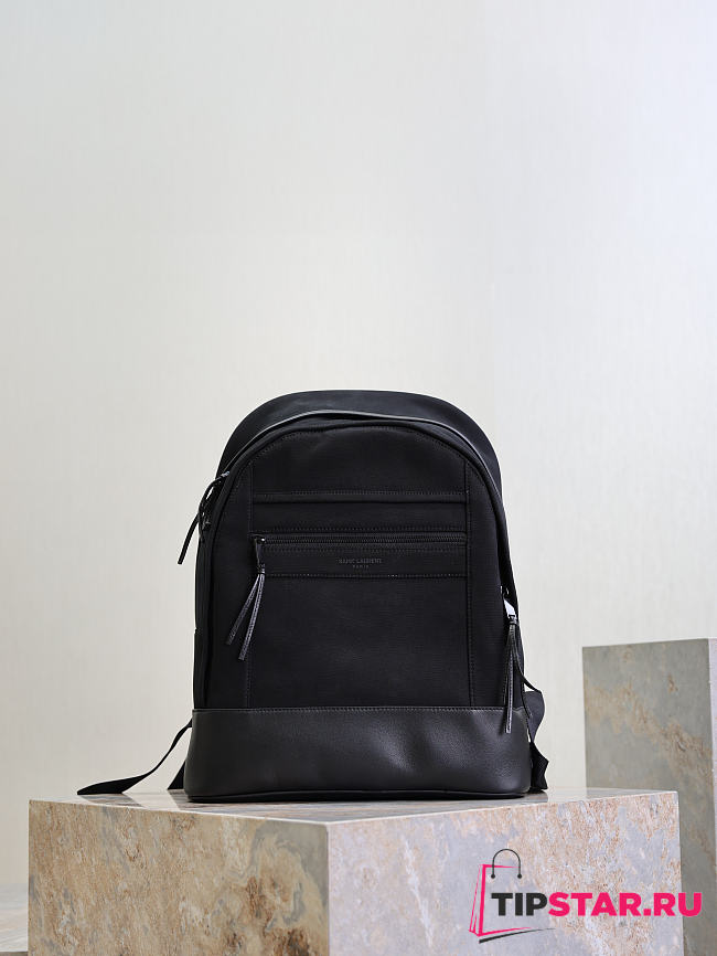 Ysl Saint Laurent Black Canvas City Backpack - 1