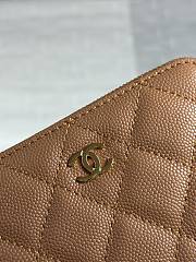 Chanel Zippered Coin Case Carviar Gold Hardware Brown - 3