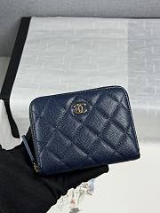 Chanel Zippered Coin Case Carviar Gold Hardware Dark Blue - 1