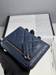 Chanel Zippered Coin Case Carviar Gold Hardware Dark Blue - 6
