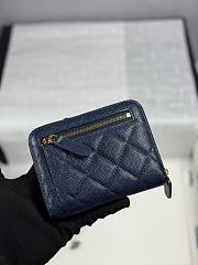 Chanel Zippered Coin Case Carviar Gold Hardware Dark Blue - 5