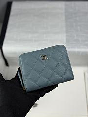 Chanel Zippered Coin Case Carviar Gold Hardware Blue - 1