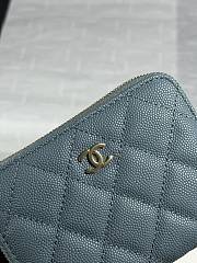 Chanel Zippered Coin Case Carviar Gold Hardware Blue - 4