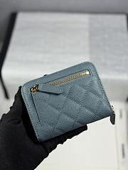 Chanel Zippered Coin Case Carviar Gold Hardware Blue - 2
