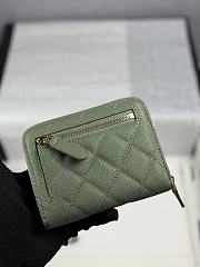 Chanel Zippered Coin Case Carviar Gold Hardware Green - 6