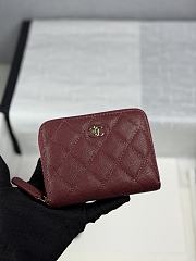 Chanel Zippered Coin Case Carviar Gold Hardware Burgundy - 1
