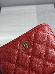 Chanel Zippered Coin Case Carviar Gold Hardware Red - 4