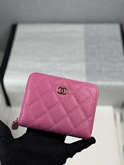 Chanel Zippered Coin Case Carviar Gold Hardware Pink - 1