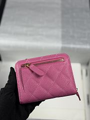 Chanel Zippered Coin Case Carviar Gold Hardware Pink - 5