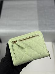 Chanel Zippered Coin Case Carviar Gold Hardware Light Green - 6
