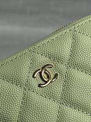 Chanel Zippered Coin Case Carviar Gold Hardware Light Green - 5