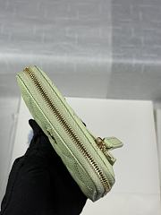 Chanel Zippered Coin Case Carviar Gold Hardware Light Green - 3