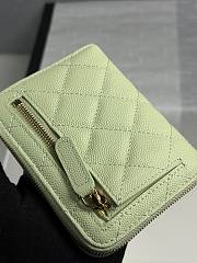 Chanel Zippered Coin Case Carviar Gold Hardware Light Green - 2