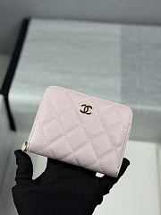 Chanel Zippered Coin Case Carviar Gold Hardware Light Pink - 1