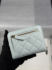 Chanel Zippered Coin Case Carviar Gold Hardware Light Blue - 5