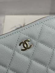 Chanel Zippered Coin Case Carviar Gold Hardware Light Blue - 4