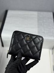 Chanel Zippered Coin Case Carviar Gold Hardware Black - 1