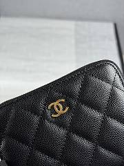 Chanel Zippered Coin Case Carviar Gold Hardware Black - 6