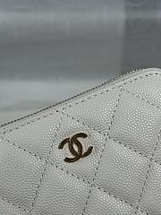 Chanel Zippered Coin Case Carviar Gold Hardware White - 5