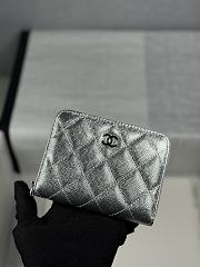 Chanel Zippered Coin Case Silver - 1
