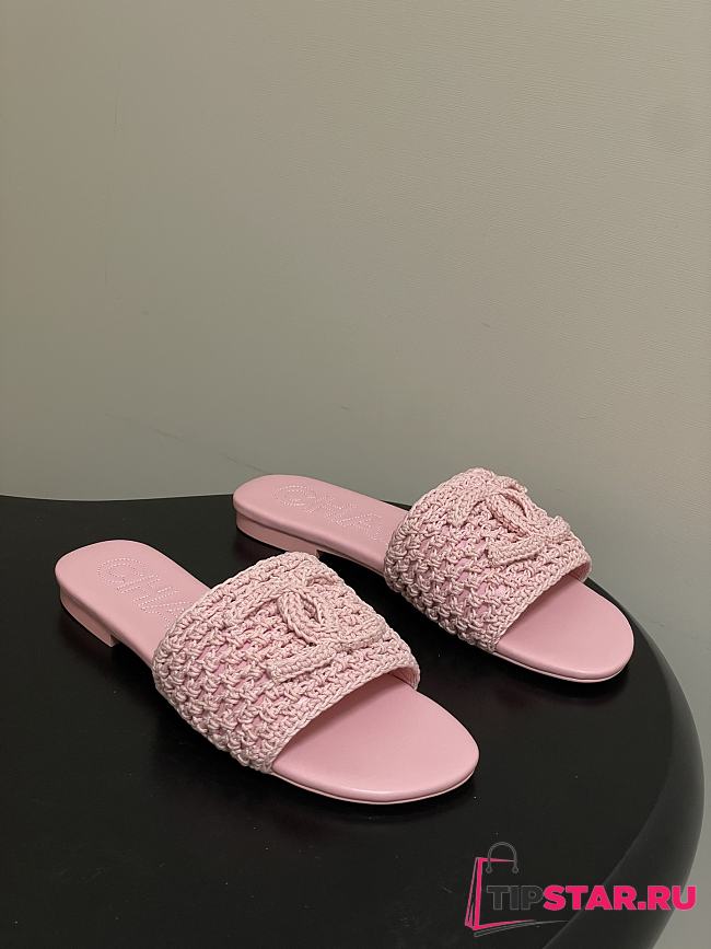 Chanel CC logo crochet design Sandals Pink - 1