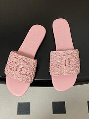 Chanel CC logo crochet design Sandals Pink - 4