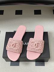 Chanel CC logo crochet design Sandals Pink - 2