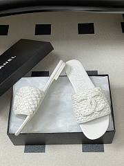 Chanel CC logo crochet design Sandals White - 5