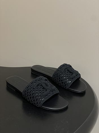 Chanel CC logo crochet design Sandals Black