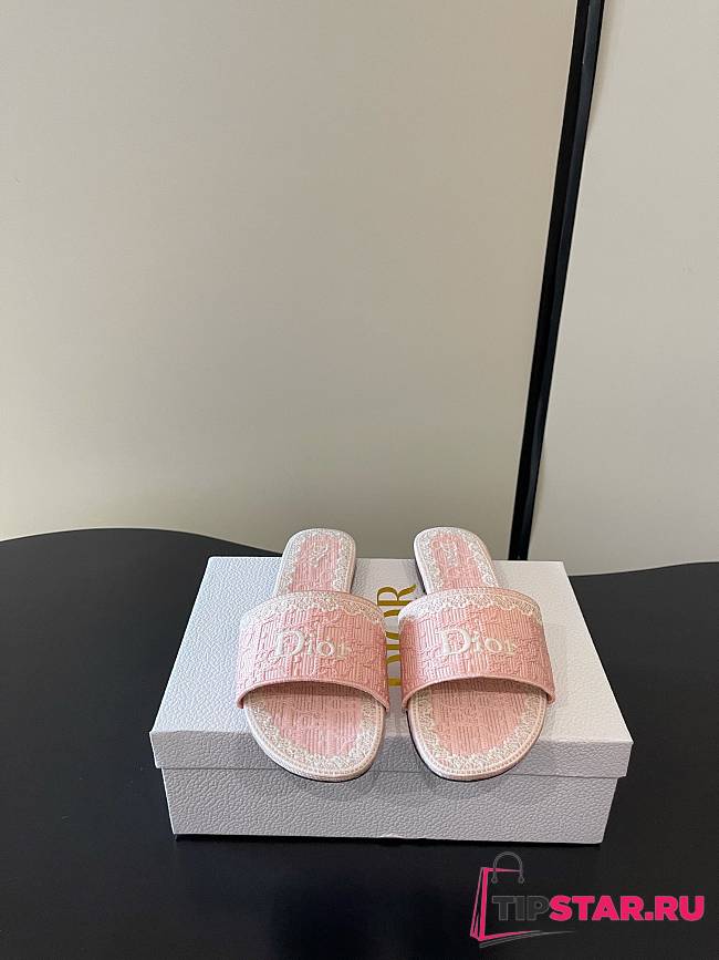 Dior Dentelle Heeled Slide Pink - 1