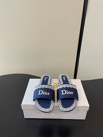 Dior Dentelle Heeled Slide Dark Blue