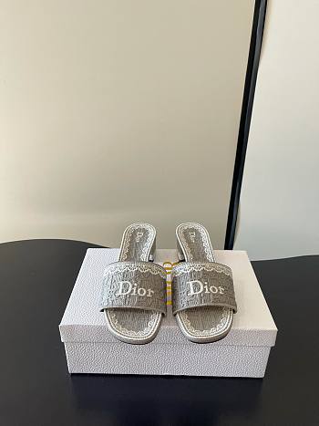 Dior Dentelle Heeled Slide 3.5 cm Gray