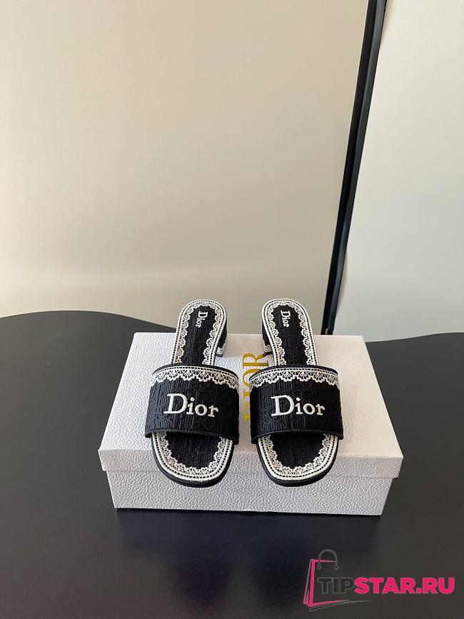 Dior Dentelle Heeled Slide 3.5 cm Black - 1