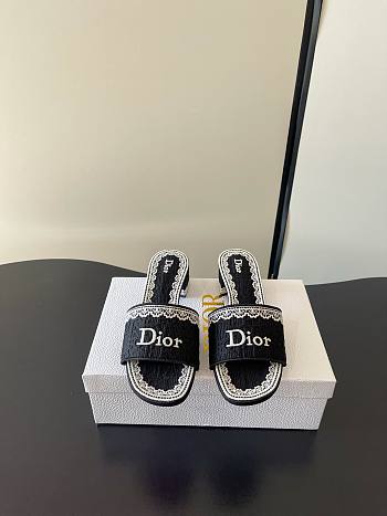 Dior Dentelle Heeled Slide 3.5 cm Black