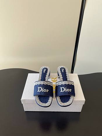 Dior Dentelle Heeled Slide 3.5 cm Dark Blue