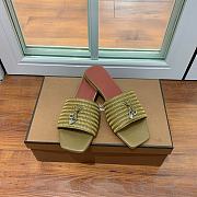 Loro Piana Womens Woven Stripe Cowhide Loafers Sandals Khaki - 6