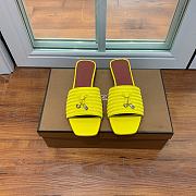 Loro Piana Womens Woven Stripe Cowhide Loafers Sandals Yellow - 5