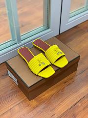 Loro Piana Womens Woven Stripe Cowhide Loafers Sandals Yellow - 4