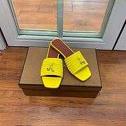Loro Piana Womens Woven Stripe Cowhide Loafers Sandals Yellow - 2