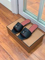 Loro Piana Womens Woven Stripe Cowhide Loafers Sandals Black - 4